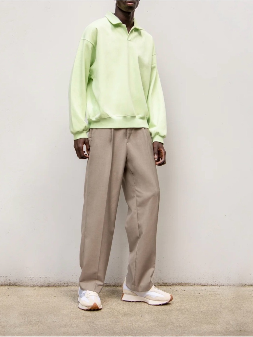 OAK + FORT  Polo-Style Sweatshirt -pale green - medium